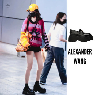 001 ALEXANDER 黑色厚底乐福鞋 WANG 女款 30322F023