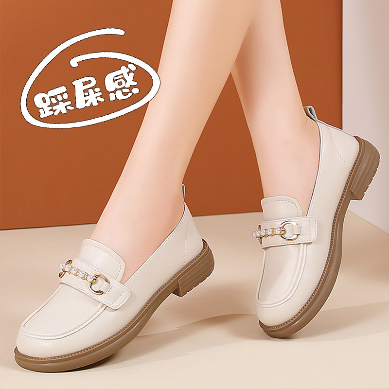 乐福鞋女平底英伦风小皮鞋2024年春秋季新款女鞋软底一脚蹬单鞋夏,女鞋,乐福鞋（豆豆鞋）,淘宝优惠券,粉丝福利购,淘宝优惠卷