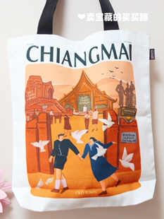 国内现货 泰国小众品牌手工手绘playworks单肩包帆布清迈塔佩鸽子