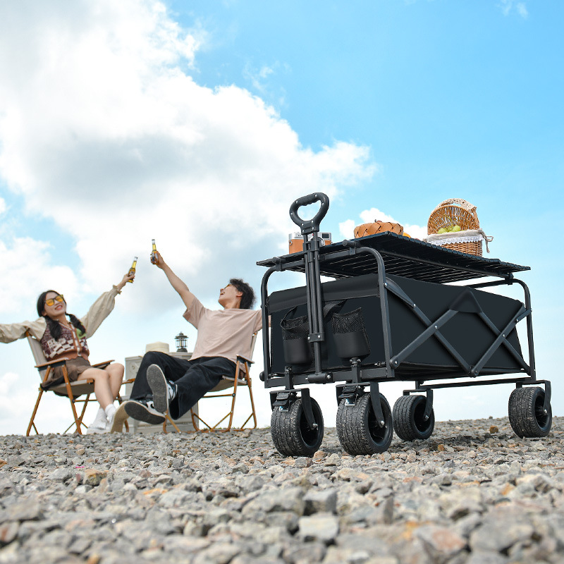 包邮金属加粗户外露营车营地车野营手推野餐拉车摆摊式小推车