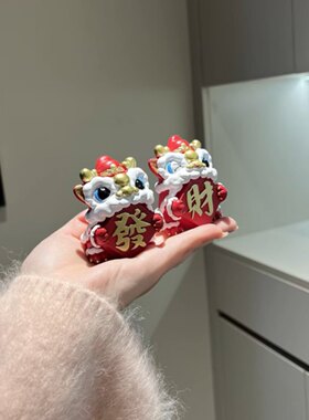 舞狮摆件树脂舞龙小狮子