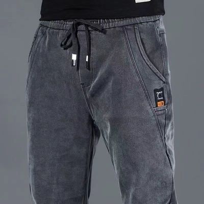 秋冬加绒加厚弹力直筒休闲牛仔裤