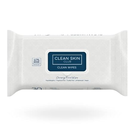 Clean Skin Club XL Premium Face Wipes， 40% Larger Than No