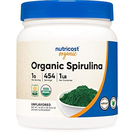 Nutricost Organic Spirulina Powder 454 Grams, 1LB - Pure,