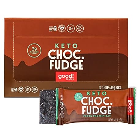 good! Snacks Keto Vegan Protein Bars， Chocolate Fudge， Gl