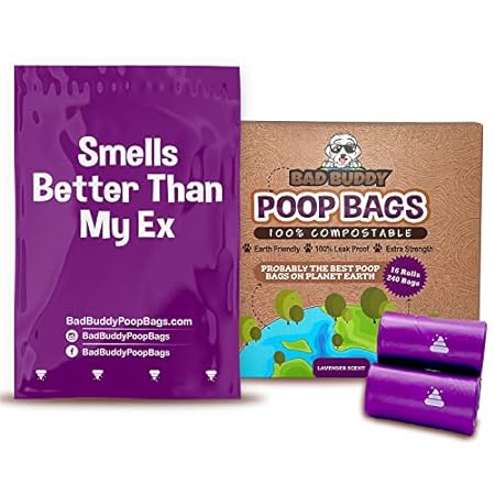BAD BUDDY Compostable Dog Poop Bags， 240 Bags， 100% Compo