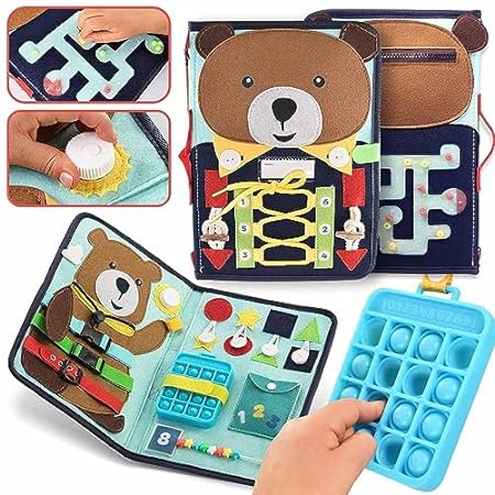 PUTSKA Busy Board for Toddlers 2-4， Sensory Toys Montesso