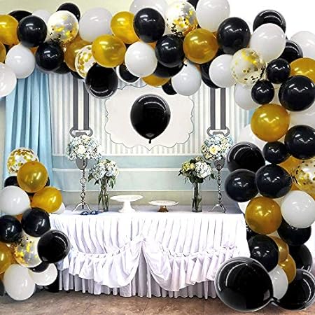 Black and Gold Balloon Garland Arch Kit Black Gold White