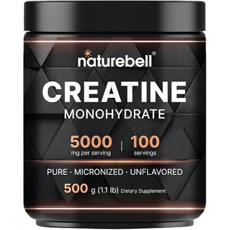 NatureBell Creatine Monohydrate Powder 500 Grams， 5000mg