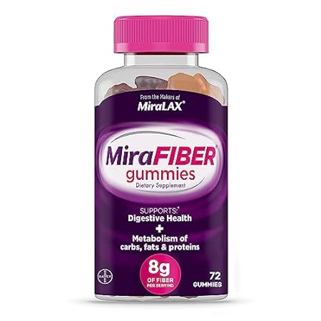 MiraLAX New MiraFIBER Gummies， 8g of Daily Prebiotic Fibe