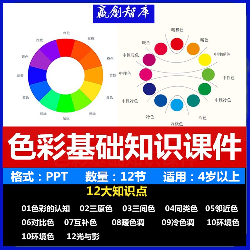 美术色彩基础理论知识课件ppt三原色对比色邻近色培训机构绘画室