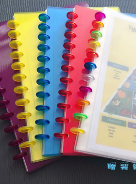 彩虹蘑菇孔可擦写活页A4文件资料册加厚10C可拆卸收纳袋早教文具