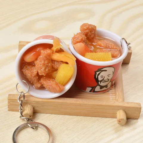全家桶食物pvc包包钥匙扣挂件仿真模型仿真KFC食玩肯德基迷你