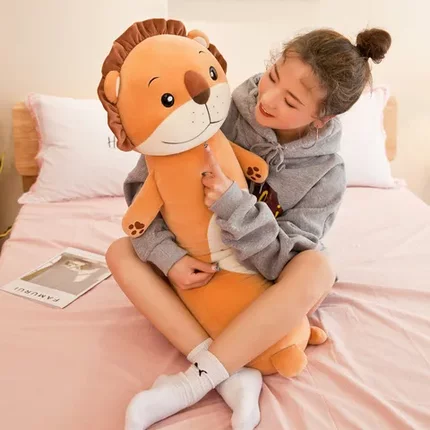 毛绒玩具猴子女生可爱公仔床上睡觉动物枕头抱枕兔子狮子ins长条