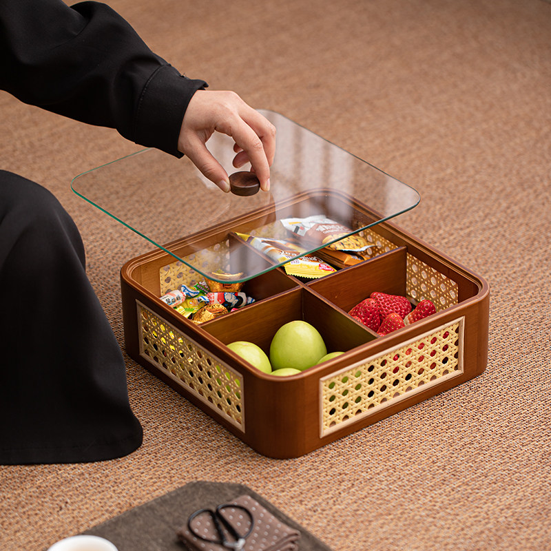 中式创意竹木藤编干果盒点心零食坚果收纳盒过年茶几瓜子糖果盒子