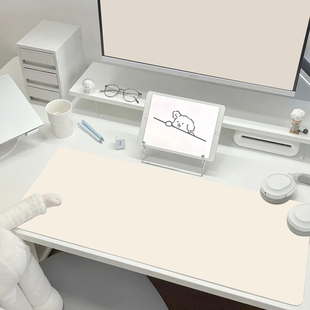 简约奶咖纯色皮革鼠标垫超大防水桌垫家用电脑垫PU宿舍键盘垫定制