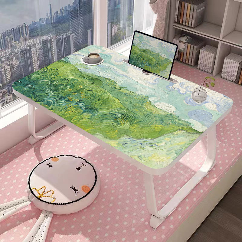清新油画简约床上笔记本电脑桌懒人学生宿舍上铺学习可折叠桌办公