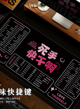 打工人趣味文字快捷键鼠标垫超大ps耐脏桌面垫办公室word桌垫定制