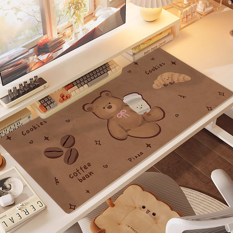 秋冬小熊鼠标垫超大复古美拉德