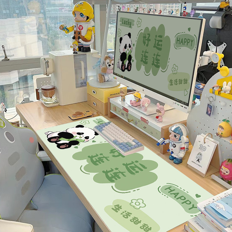 趣味文字熊猫鼠标垫子超大