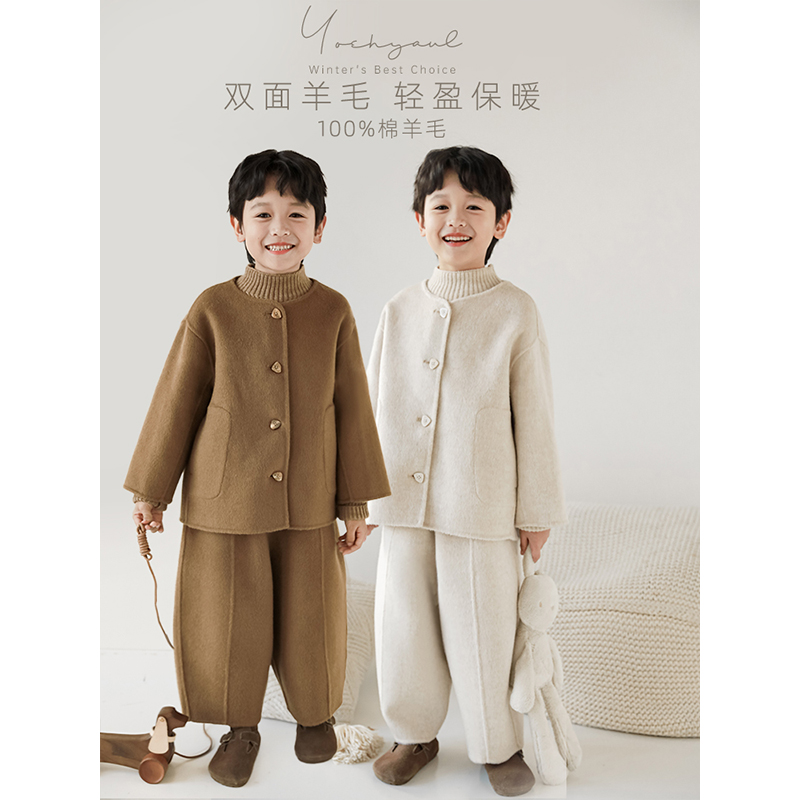 纯手工双面呢圆领设计立体剪裁