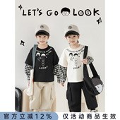 假两件休闲t恤春秋时尚 长袖 纯棉耐穿儿童上衣潮 男童2026新款 幼悠