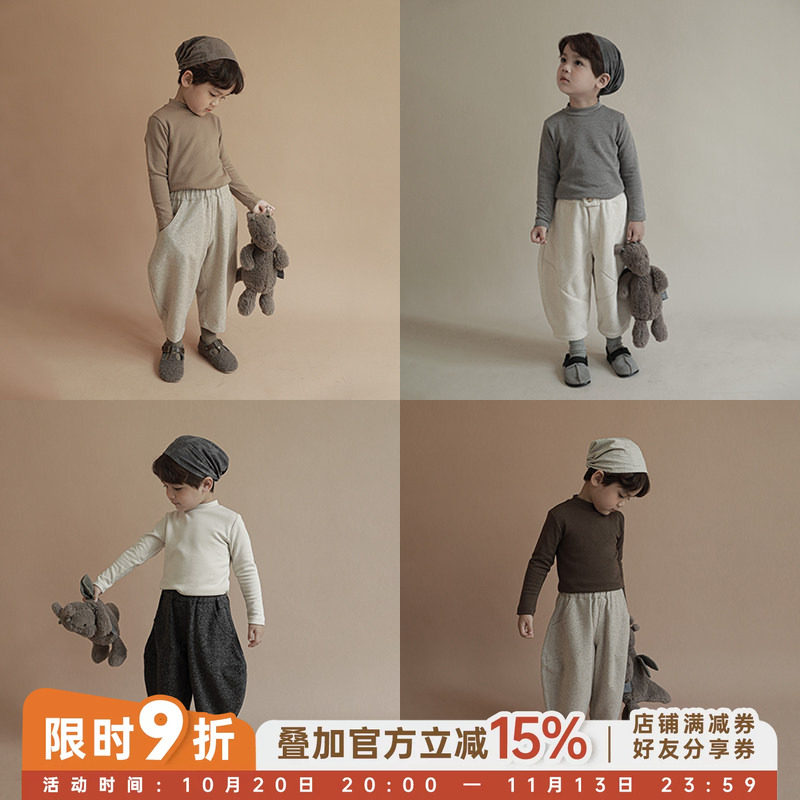 幼悠 儿童T恤春秋装新款潮男童长袖打底衫宝宝宽松休闲半高领上衣