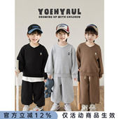 保暖运动套装 圆领卡通卫衣束脚防风卫裤 长袖 幼悠男童2026春秋新款