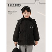 幼悠冬季 儿童卡通猫咪玩偶立体连帽加厚棉服男童帅气棉衣外套 新款