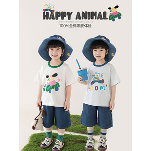卡通短袖 幼悠 新款 男童夏季 t恤2025纯棉休闲宽松清凉儿童上衣 童装