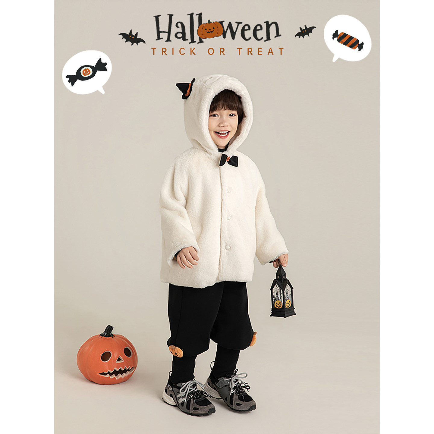 幼悠男童万圣节系列套装冬季连帽毛绒外套加长裤口南瓜玩偶束脚裤,童装/婴儿装/亲子装,套装,淘宝优惠券,粉丝福利购,淘宝优惠卷