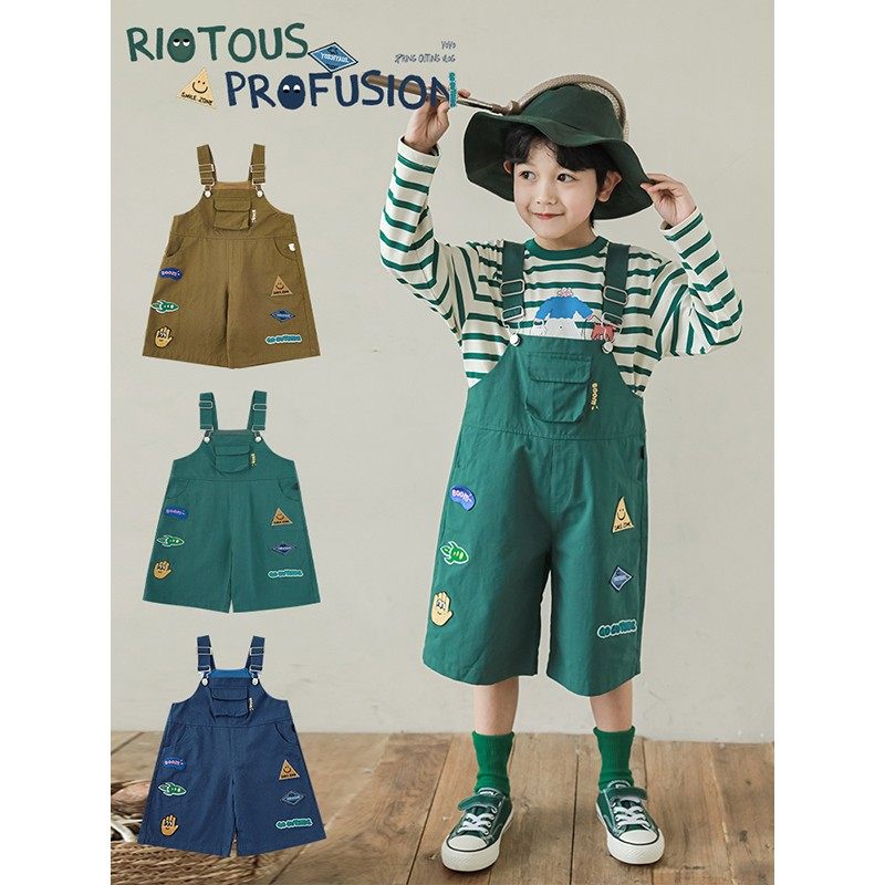 幼悠男童2025新款日字扣定制绣标背带裤今年流行宽松翻盖口袋裤子,童装/婴儿装/亲子装,裤子,淘宝优惠券,粉丝福利购,淘宝优惠卷