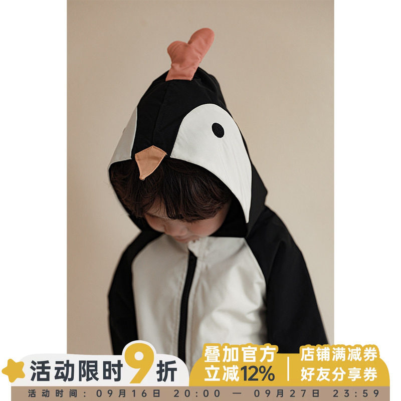 幼悠男童春秋装新款儿童连帽加厚外套洋气宝宝卡通上衣休闲冲锋衣