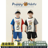 男童2026新款 套装 拼色小熊短袖 宽松直筒清凉短裤 圆领t恤夏季 幼悠