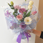 纸加厚opp高级感diy 防水纸鲜花花艺资材包装 芯苼 透明英文玻璃纸