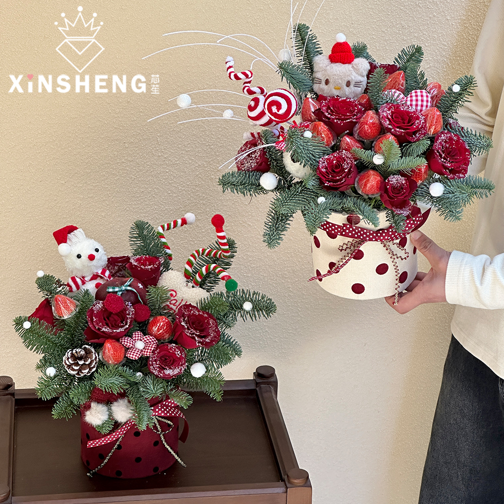 芯苼miu系波点圆桶精致花盒