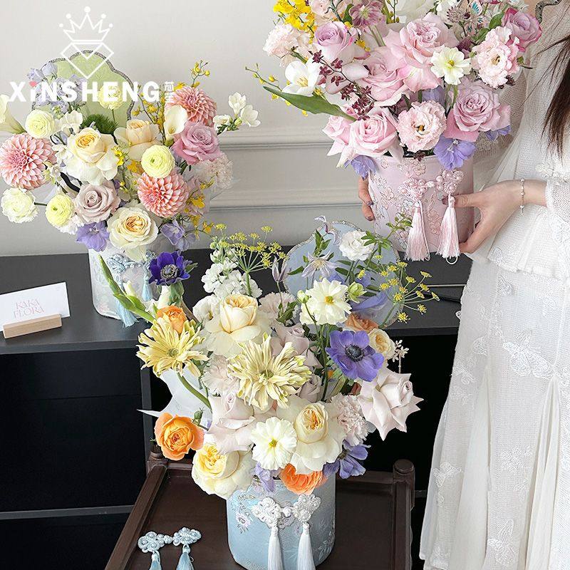 优品折扣 芯苼 中式布料桶 花店鲜花束插花桶花店手工diy包装材料,鲜花速递/花卉仿真/绿植园艺,花艺包装盒,淘宝优惠券,粉丝福利购,淘宝优惠卷