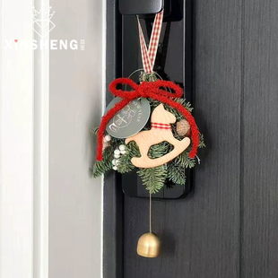 饰配件礼物DIY花艺资材 挂件木质小挂饰节日门挂装 芯苼 圣诞节拼装