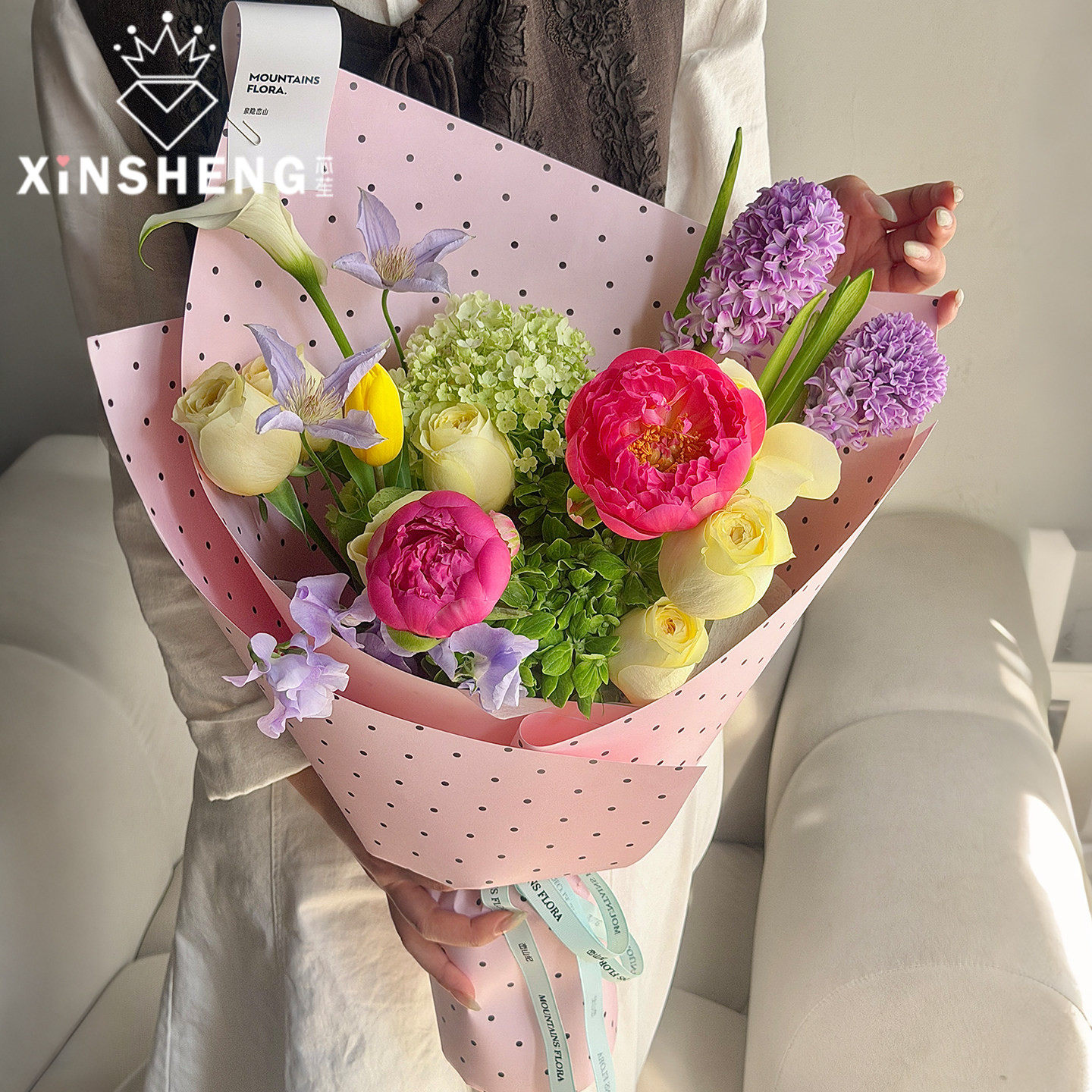 芯苼 原创新品韩风波点系列·包装纸花店鲜花束手工diy甜美包花纸
