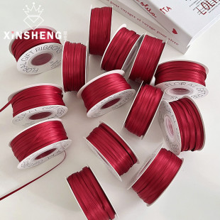 绑带礼品装 鲜花束高质感包装 饰飘带花艺资材 红色系涤纶丝带 芯苼