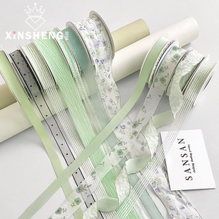 芯苼 缎带 薄荷曼波系列丝带鲜花花束飘带手工花艺diy礼物蛋糕包装