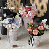 芯苼 纸节日花束礼物花店资材 原创奶茶复古高级感鲜花手工DIY包装