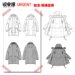 服装设计技术图代画 ai留学生flats平面款式图 cdr参赛毕ye效果图