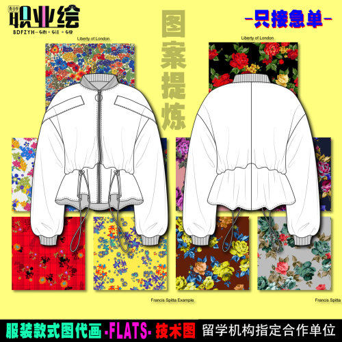 服装款式图代画技术图PS图案提炼