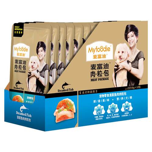 麦富迪(Myfoodie)狗狗零食湿粮包 狗罐头日常营养肉粒包 清蒸鱼肉
