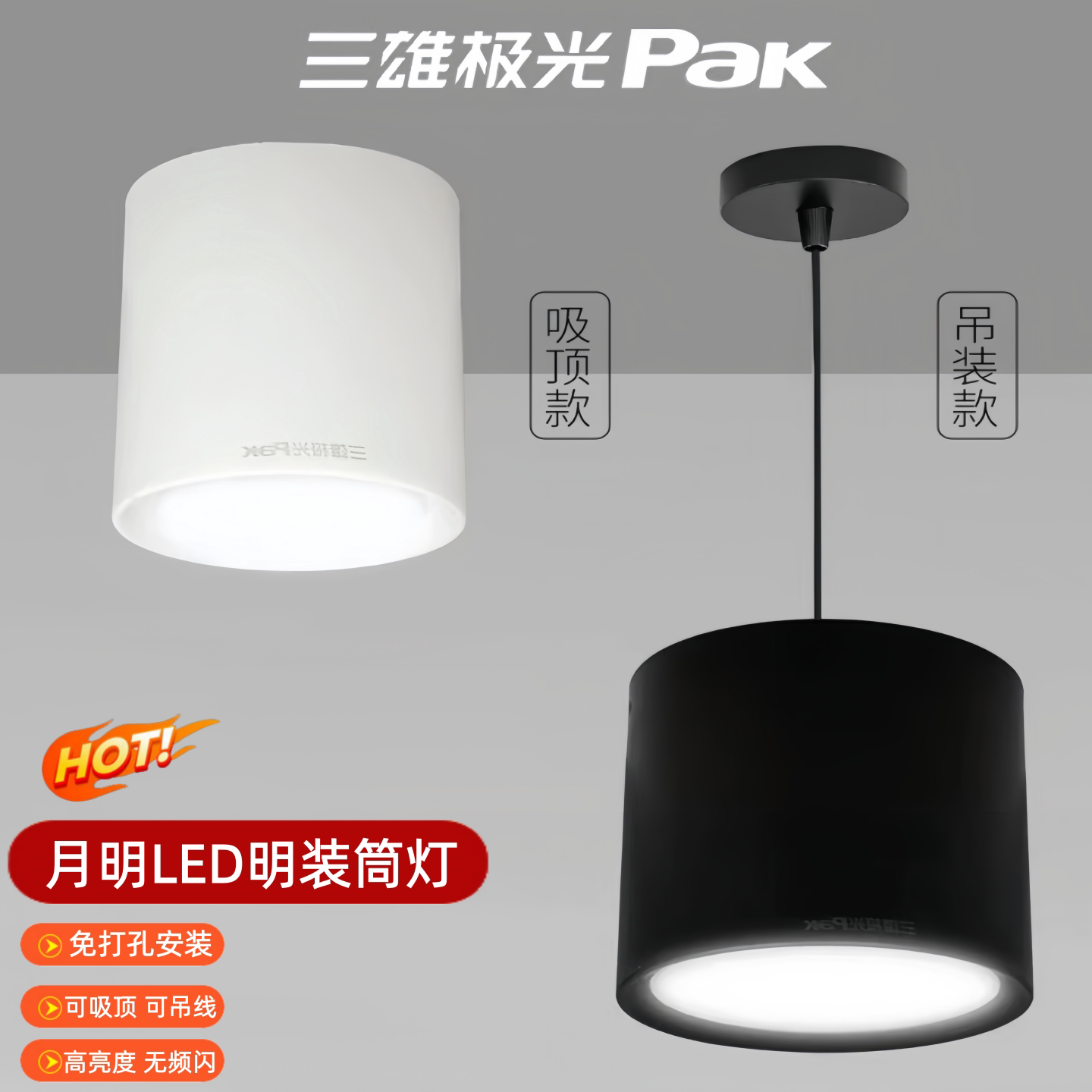 三雄极光PAK筒灯LED明装吸顶灯图片