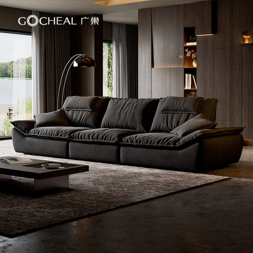 广巢意式磨砂布麂皮绒布艺沙发