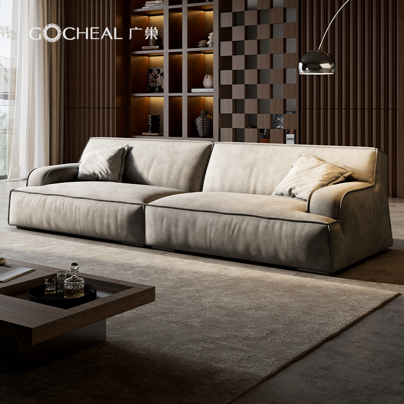 广巢意式侘寂风磨砂布艺沙发