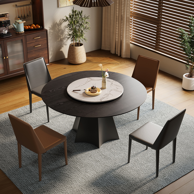 广巢圆形意式原创餐桌椅组合