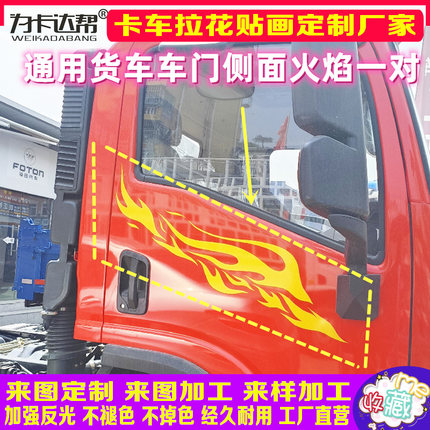 适用于三环创客车门侧面侧裙拉花货车贴画驾驶室拉花货车装饰拉花
